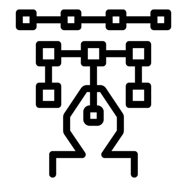 Algorithm programming code connecting data blocks icon