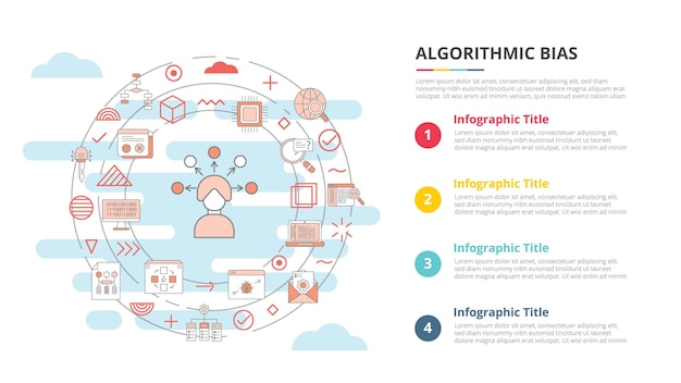 algorithmic bias concept for infographic template banner with four point list information