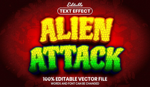 alien attack text, font style editable text effect