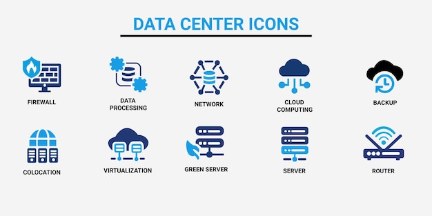 AllinOne Data Center Vector Icons design