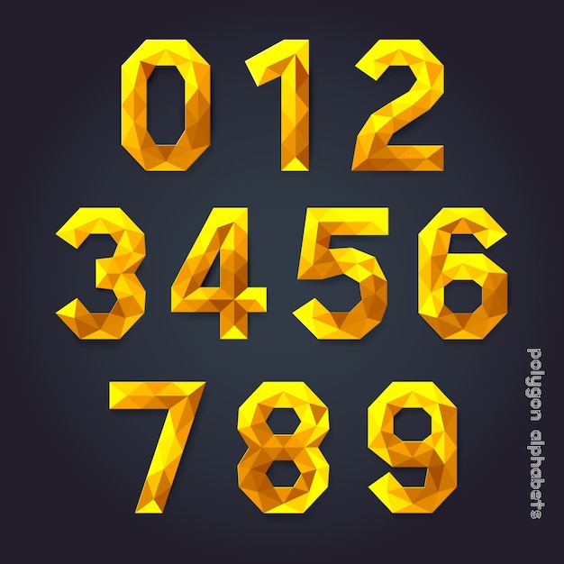 alphabet gold color polygon style.
