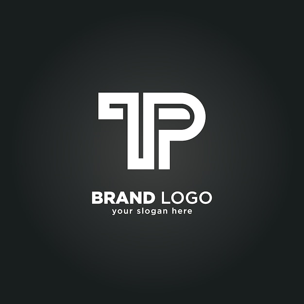 Alphabet Letter T and P Monogram Logo with Black Background