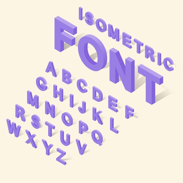 alphabet with numbers icons set in isometric 3d style. english font set collection vector illustration