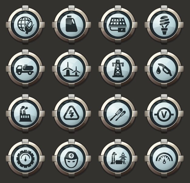 Alternative energy vector stylish round buttons for mobile applications and web