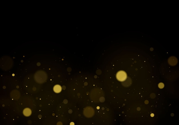 Altın bokeh efektli soyut arka plan, toz parçacıkları.