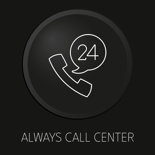 always call center minimal vector line icon on 3d button isolated on black background premium vector