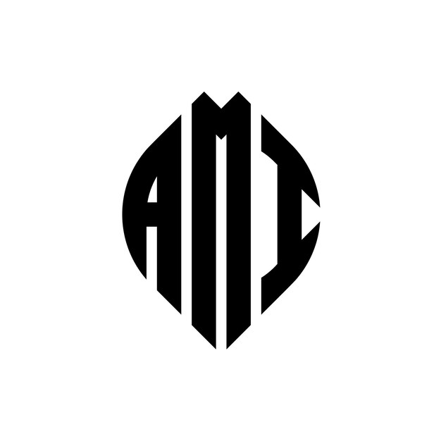 AMI circle letter logo design with circle and ellipse shape AMI ellipse letters with typographic style The three initials form a circle logo AMI Circle Emblem Abstract Monogram Letter Mark Vector