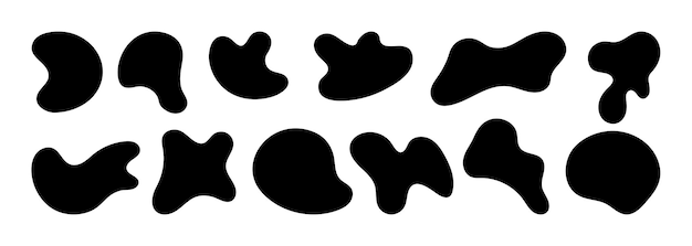 Amorphous blob vectors in sets Asymmetrical hand drawn illustration elements