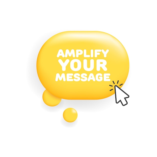Amplify your message button Flat yellow cursor on the button amplify your message button Vector icon