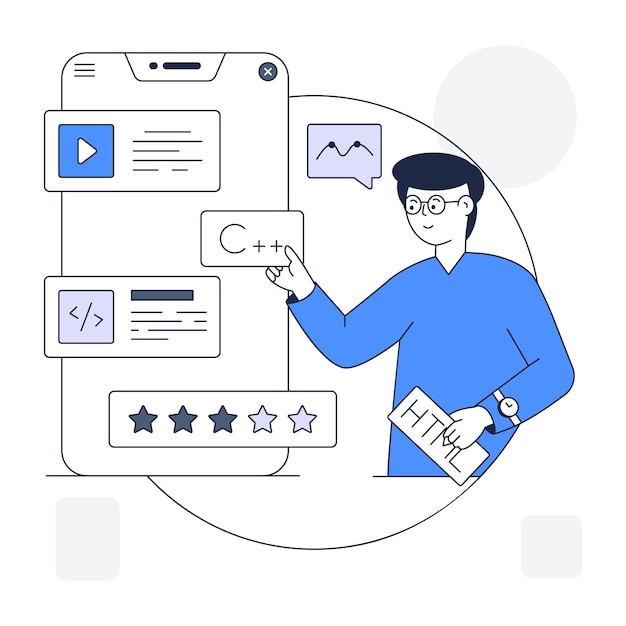An illustration of mobile coding linear vector