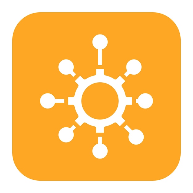 an orange and white logo with a white circle and a white circle with a white background