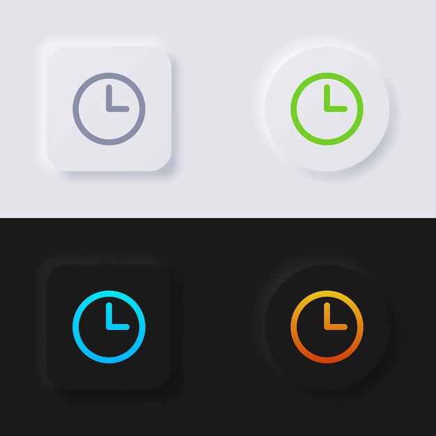 Analog clock icon set Multicolor neumorphism button soft UI Design for Web design Application UI and more Button Vector