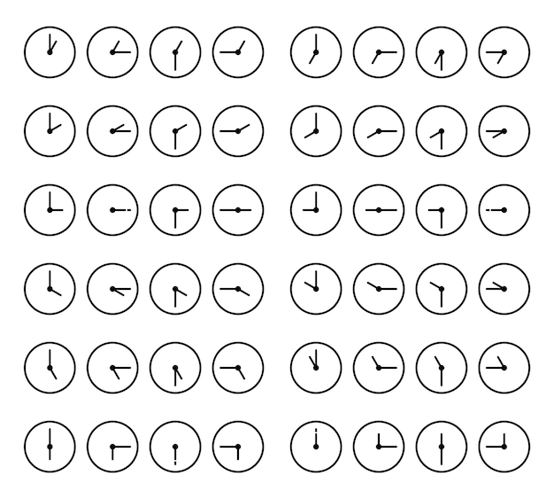 Analog clocks with different hours