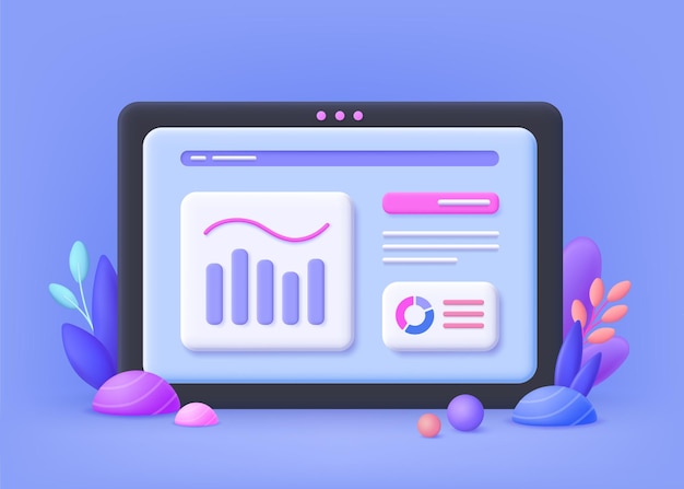 Analytics and data science concept, 3d   illustration.