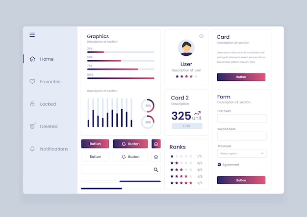 analytics dashboard user interface with diverse data visualization Analytics dashboard user interface that includes a variety of charts and tables for efficient data management and monitoring