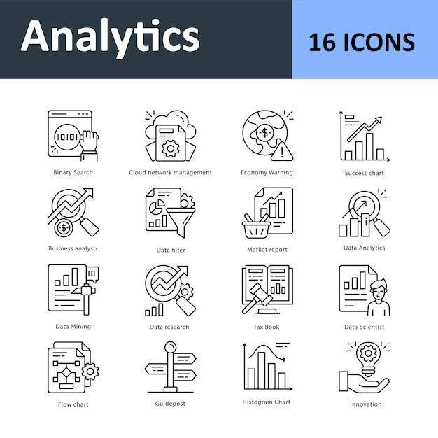analytics outline icon set eps 10 file set 02