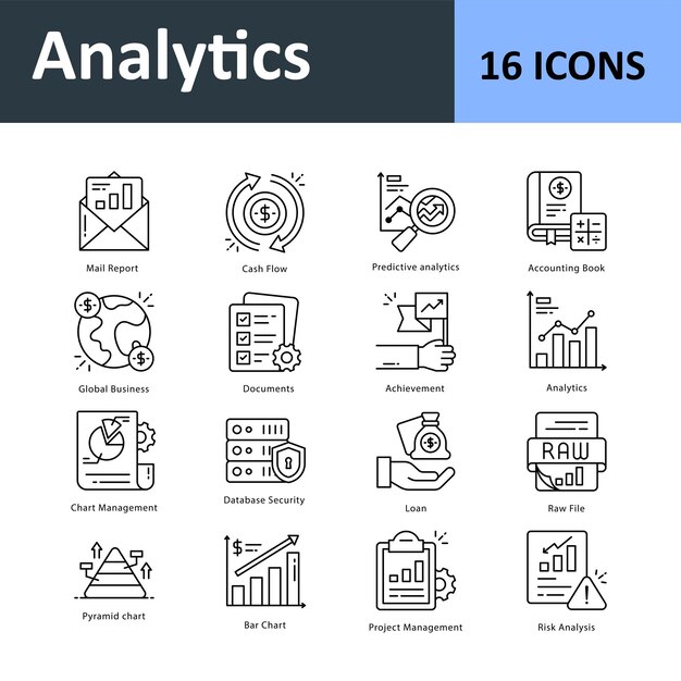 Analytics outline icon set EPS 10 file Set 04