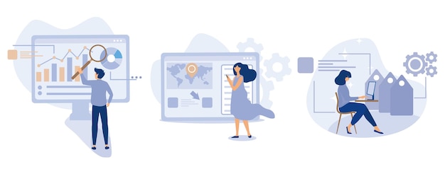 analytics software marketing research digital survey flat vector modern illustration