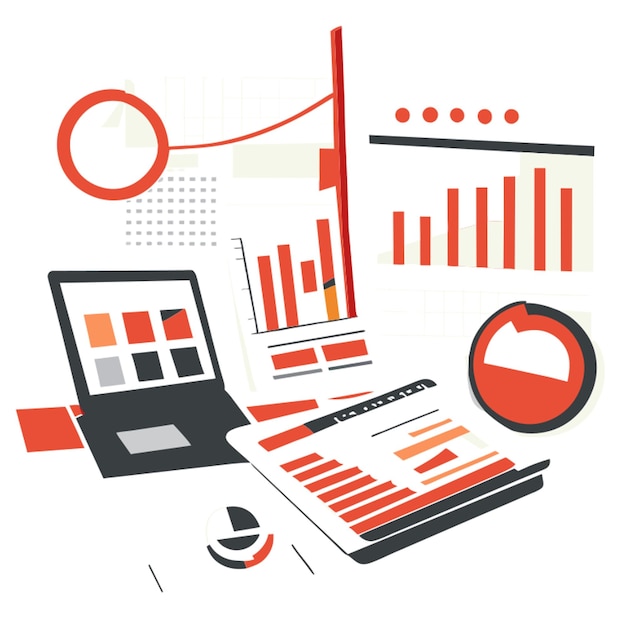 analyzing variables and trends vector illustration flat 2