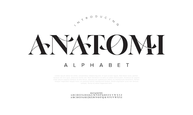 Anatomi typography beauty fashion elegant minimalist serif italic fonts decorative wedding vintage retro logos Minimal luxury font alphabet logo Vector illustration