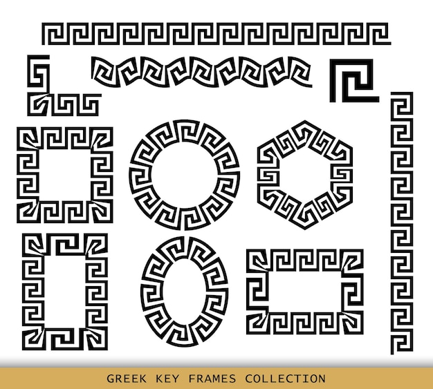 ancient greek black frames patterns collection set of antique borders from greece