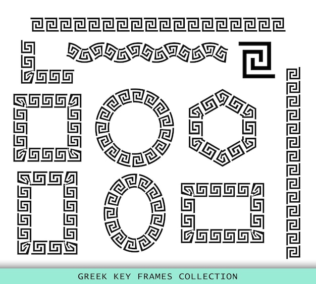 ancient greek black frames patterns collection set of antique borders from greece