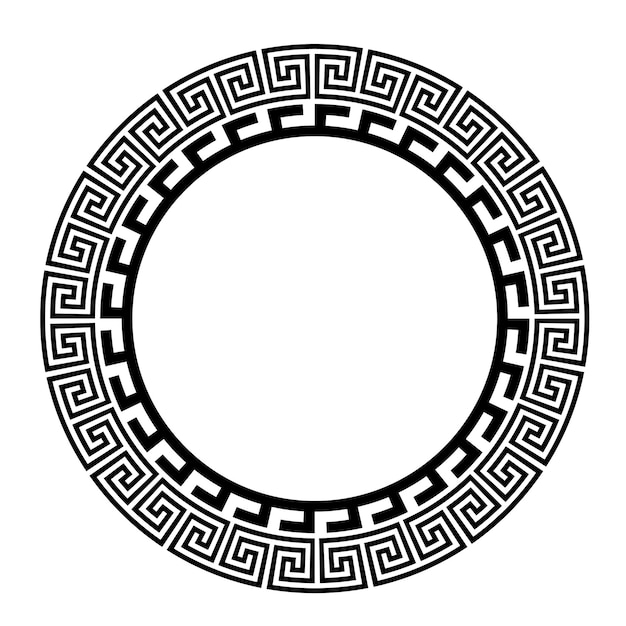 Ancient greek key black frame pattern round antique border from greece