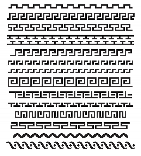 Ancient greek ornament,  seamless horizontal borders