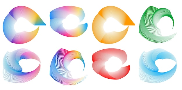Ange designelement cirkel Isolerade fetstilta vektorfärger gyllene ring från abstrakta glödande vågiga ränder av många glittrande virvlar skapade med Blend Tool Vektorillustration EPS10 för din presentation