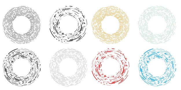 Ange designelement cirkel Isolerade fetstilta vektorfärger gyllene ring från abstrakta glödande vågiga ränder av många glittrande virvlar skapade med Blend Tool Vektorillustration EPS10 för din presentation