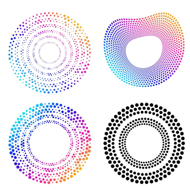 Ange designelement cirkel Isolerade fetstilta vektorfärger gyllene ring från abstrakta glödande vågiga ränder av många glittrande virvlar skapade med Blend Tool Vektorillustration EPS10 för din presentation