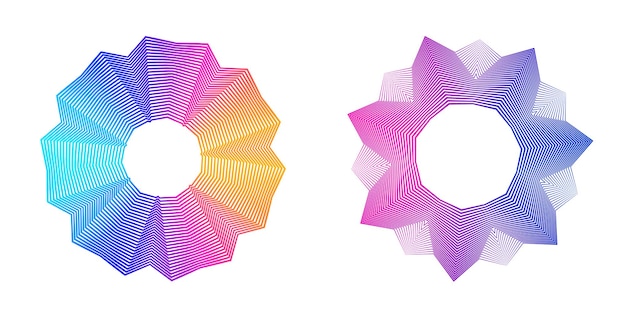 Ange designelement cirkel Isolerade fetstilta vektorfärger gyllene ring från abstrakta glödande vågiga ränder av många glittrande virvlar skapade med Blend Tool Vektorillustration EPS10 för din presentation