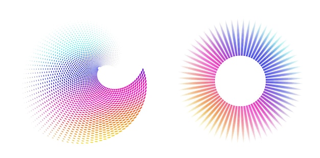 Ange designelement cirkel Isolerade fetstilta vektorfärger gyllene ring från abstrakta glödande vågiga ränder av många glittrande virvlar skapade med Blend Tool Vektorillustration EPS10 för din presentation