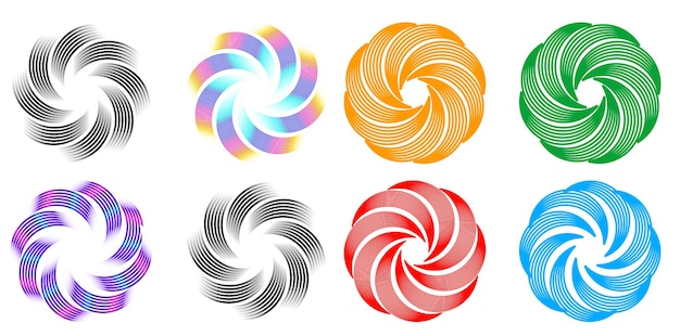 Ange designelement cirkel Isolerade fetstilta vektorfärger gyllene ring från abstrakta glödande vågiga ränder av många glittrande virvlar skapade med Blend Tool Vektorillustration EPS10 för din presentation