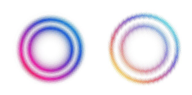 Ange Designelement symbol Redigerbar halftone ram prick cirkelmönster på vit bakgrund Vektorillustration eps 10 ram med svarta slumpmässiga prickar Rund kant Ikon som använder halftone cirkel prickar text