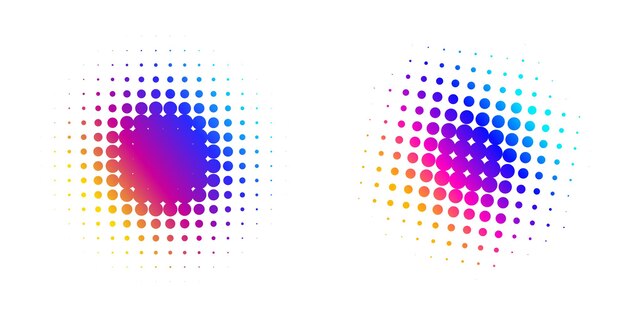 Ange Designelement symbol Redigerbar halftone ram prick cirkelmönster på vit bakgrund Vektorillustration eps 10 ram med svarta slumpmässiga prickar Rund kant Ikon som använder halftone cirkel prickar text