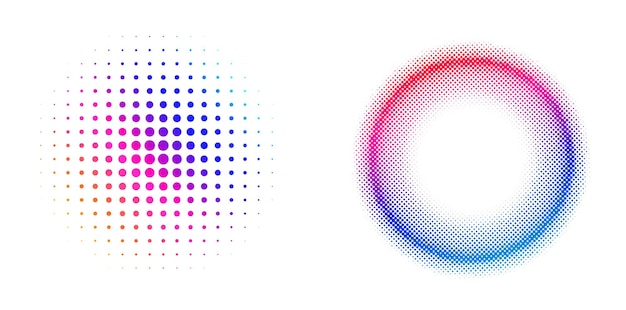 Ange Designelement symbol Redigerbar halftone ram prick cirkelmönster på vit bakgrund Vektorillustration eps 10 ram med svarta slumpmässiga prickar Rund kant Ikon som använder halftone cirkel prickar text