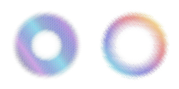 Ange Designelement symbol Redigerbar halftone ram prick cirkelmönster på vit bakgrund Vektorillustration eps 10 ram med svarta slumpmässiga prickar Rund kant Ikon som använder halftone cirkel prickar text