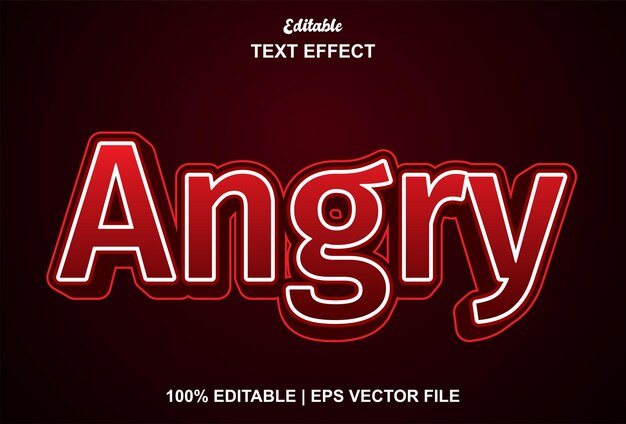 angry text effect with 3d style and editable