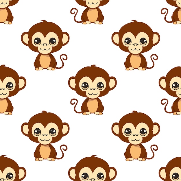 Animal seamless pattern with cute monkey
