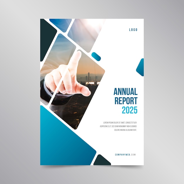 Annual report template design with photo