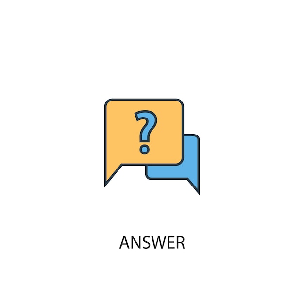 Answer concept 2 colored line icon. Simple yellow and blue element illustration. answer concept outline symbol design
