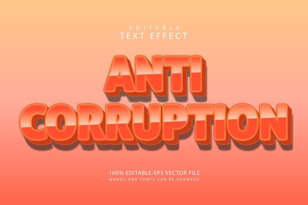 Anti-korruption redigerbar teksteffekt 3 dimensioner moderne stil