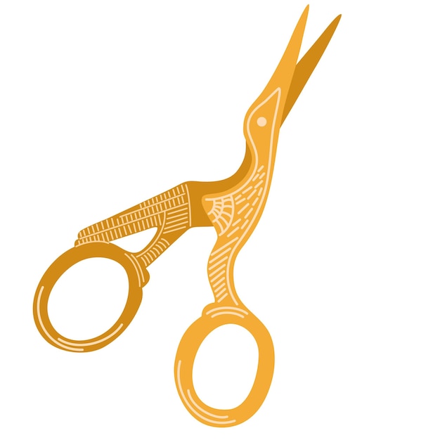 Antique scissors shaped in fancy bird design Sewing or embroidery sheets