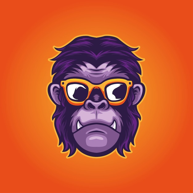 Ape monkey with glasses logo cool logo design