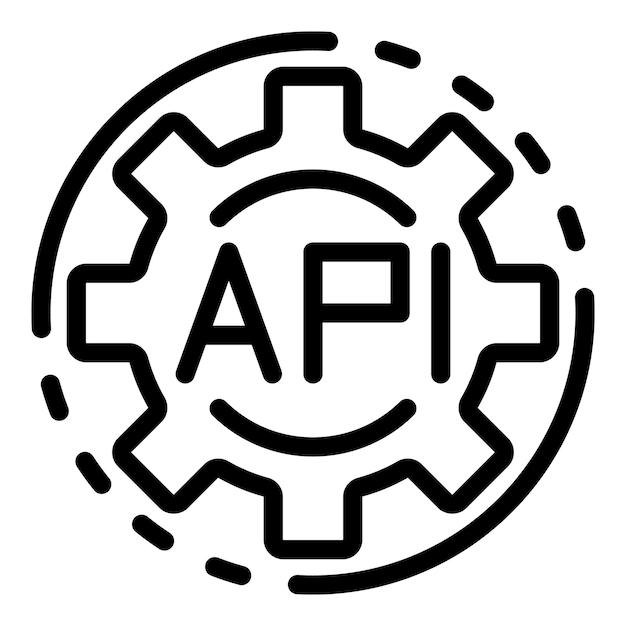 Api code gear icon Outline Api code gear vector icon for web design isolated on white background