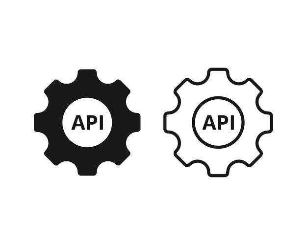api setup icon flat and line illustration for web and app