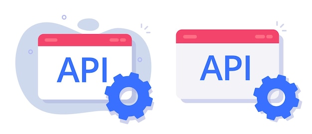 API tech application data web development icon set vector software program interface integration