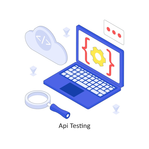 Api Testing isometric Colored illustration EPS File stock illustration