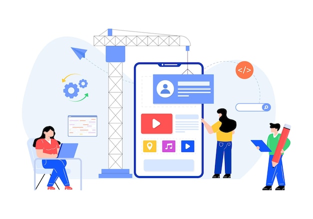 app design in flat illustration design editable vector